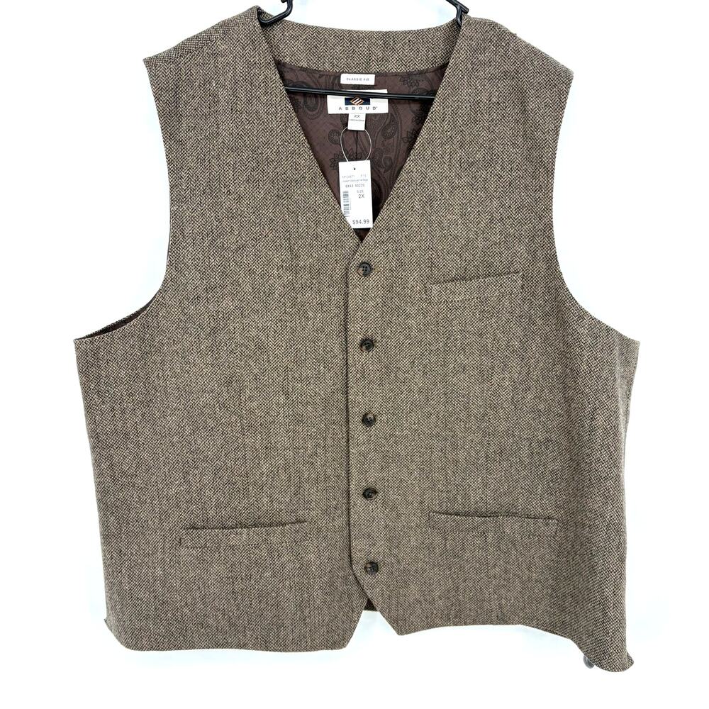 Joseph Abboud Vintage Y2K Brown Classic Fit Wool Blend Suit Vest Size 2X NWT